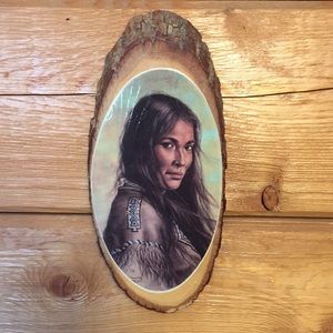 Vintage Native American Indian woman wall hanging